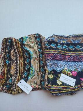 Pair Of Boho Floral Patterned Hair Scarf - Multicolor